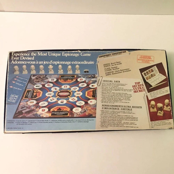 Vintage 1983 Conspiracy Board Game Milton Bradley Fr and Eng Missing Bank  Books - Picture 4 of 16
